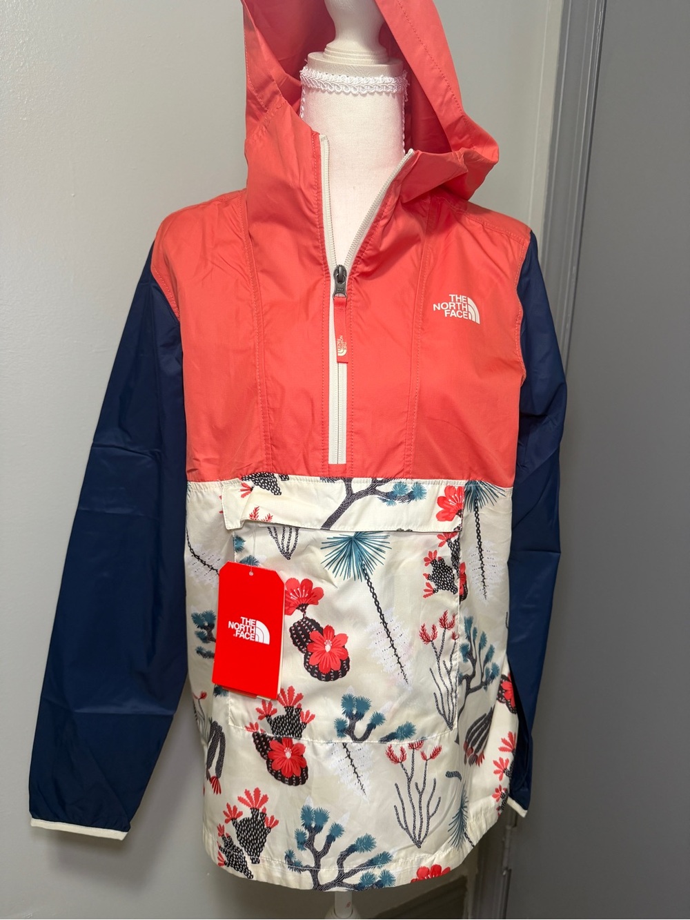 The North Face Orange and Navy Floral Jacket